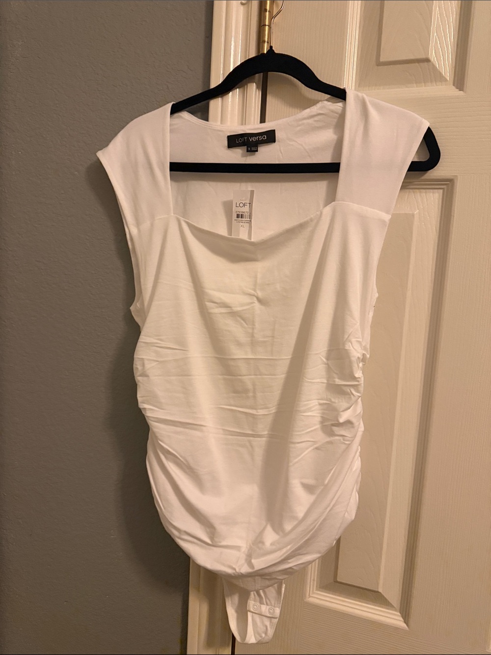 LOFT White Cap-Sleeve Ruched Bodysuit